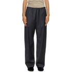 ssstein Gray Wool Silk Drawstring Easy Trousers