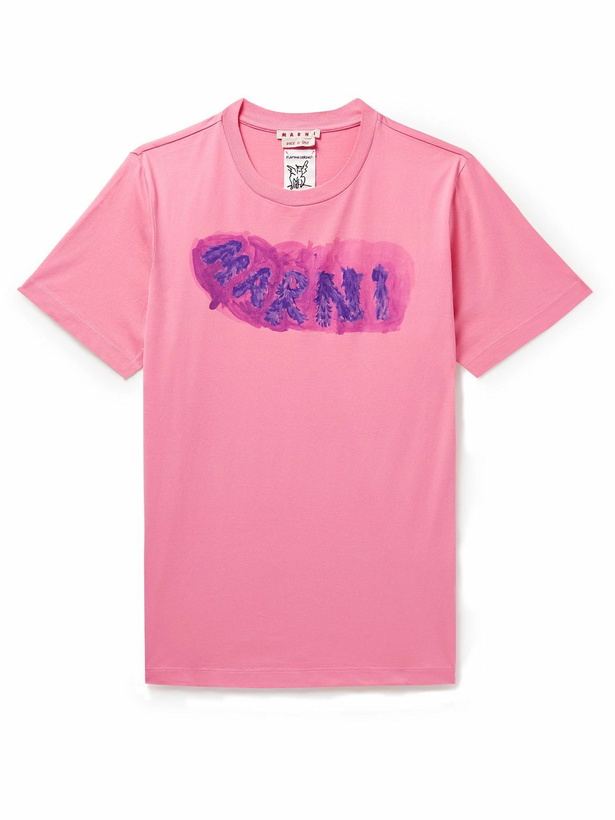 Photo: Marni - Flaminia Veronesi Logo-Print Cotton-Jersey T-Shirt - Pink