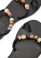 Ancient Greek Sandals Eleftheria Beaded Leather Sandals Black