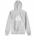 Adidas Men's Basketball Velour Back Logo Hoody in Metal Grey