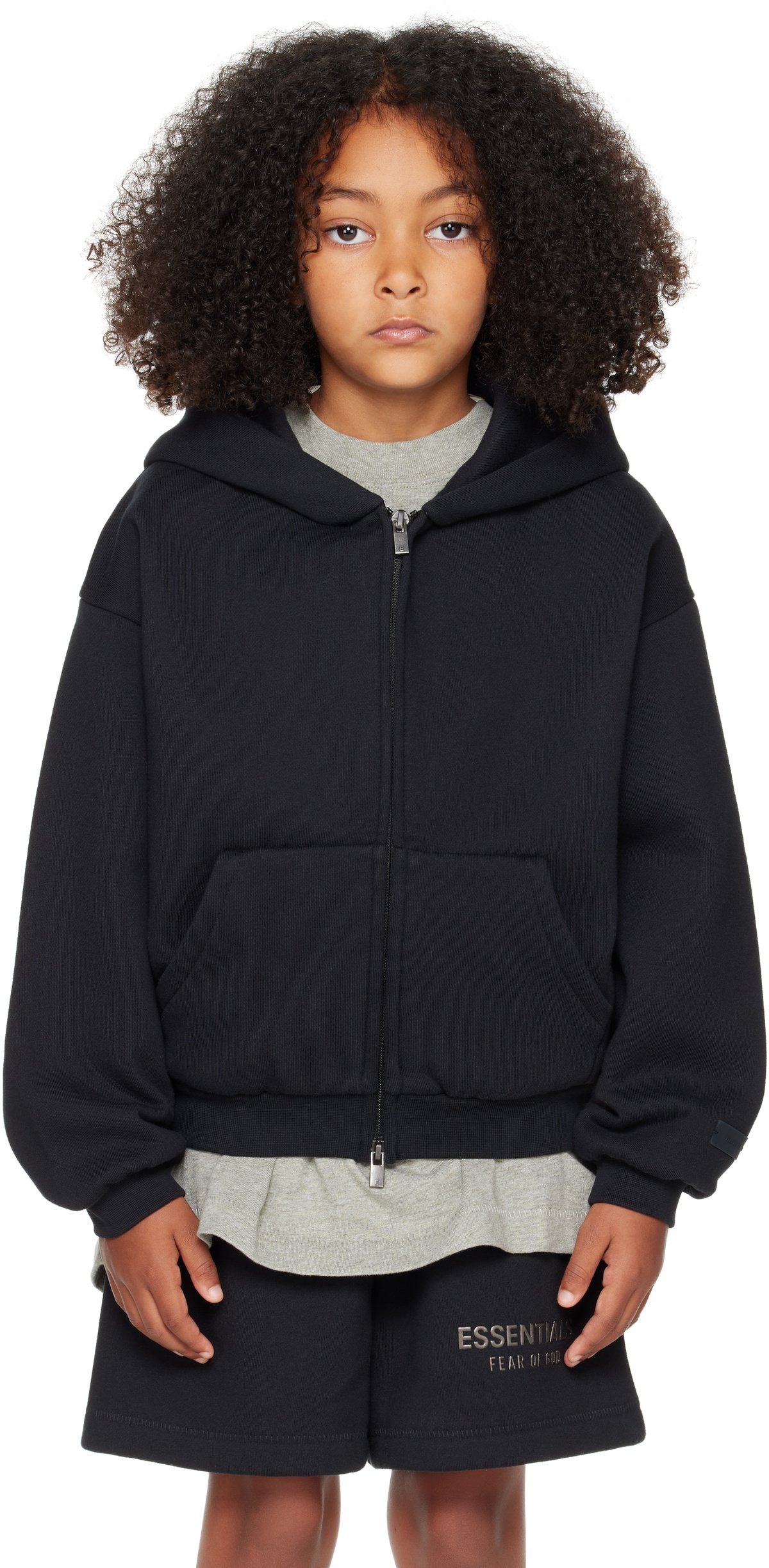 Fear of God ESSENTIALS Kids Black Fleece Zip Up Hoodie Fear Of God ...