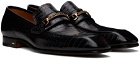 TOM FORD Black Printed Croc Bailey Chain Loafers