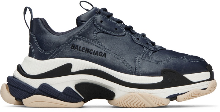 Photo: Balenciaga Navy Triple S Low Top Sneakers