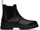 Hugo Black Grained Leather Chelsea Boots
