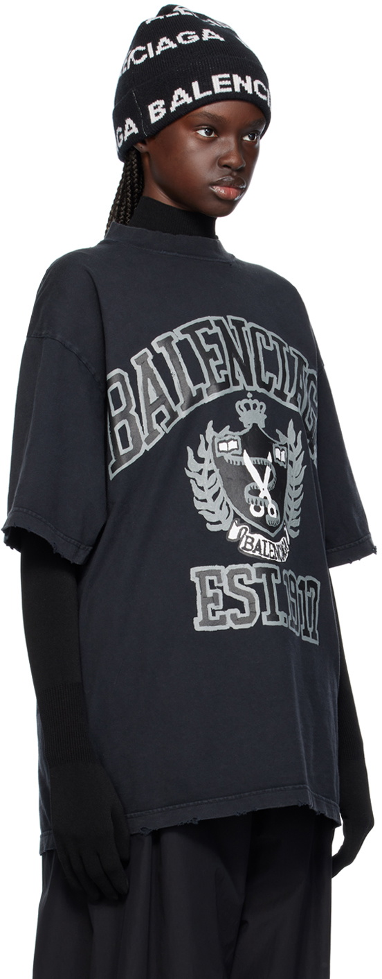 Tシャツ・カットソー Balenciaga Distressed Black Oversized T-Shirt With Ribbed Balenciaga Distressed Oversized T-Shirt | Harrods US