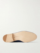 Edward Green - Polperro Leather-Trimmed Suede Penny Loafers - Blue