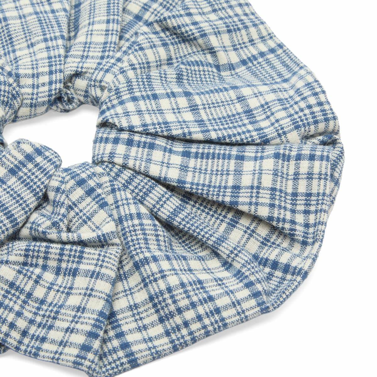 Story mfg. Women's Hand Woven Scrunchie in Indigo Check 