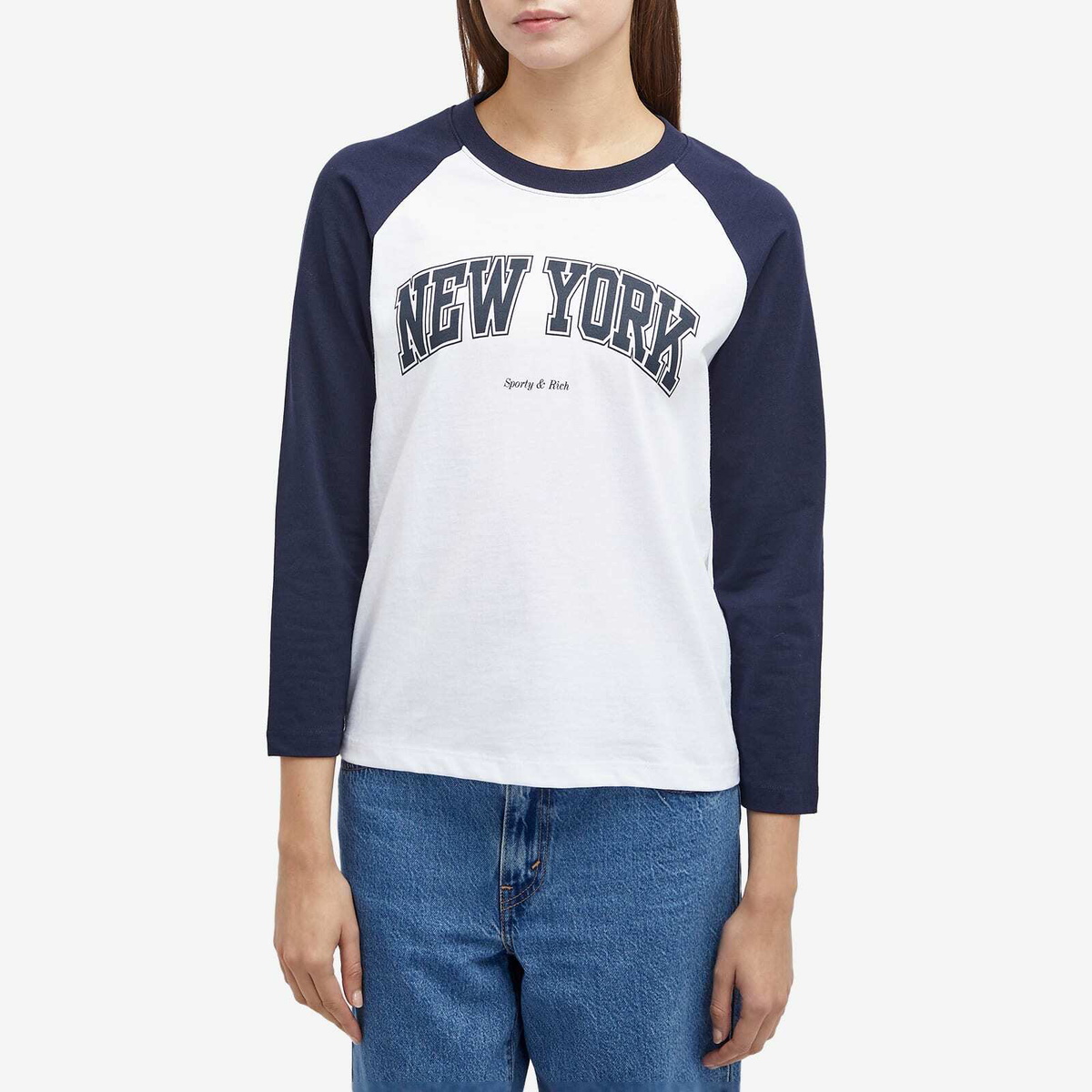 Sporty & Rich Women's New York Ivy Baseball T-Shirt in White