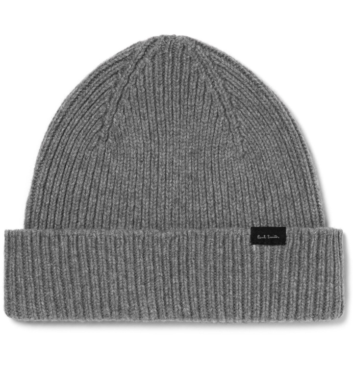 Photo: Paul Smith - Ribbed Cashmere and Wool-Blend Beanie - Gray