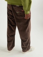 DIME - Dino Wide-Leg Logo-Embroidered Cotton-Corduroy Trousers - Brown