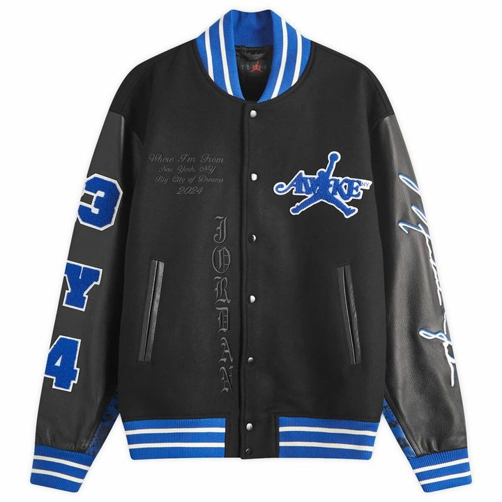 Photo: Air Jordan x Awake NY Varsity Jacket in Black/Royal