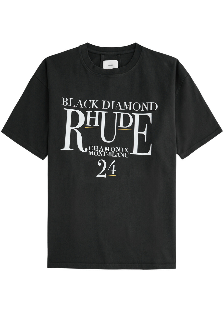 Rhude Black Diamond Printed Cotton T-shirt Rhude