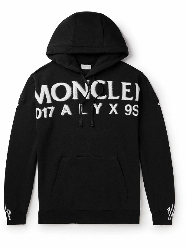 Photo: Moncler Genius - 6 Moncler 1017 ALYX 9SM Logo-Print Cotton-Blend Jersey Hoodie - Black