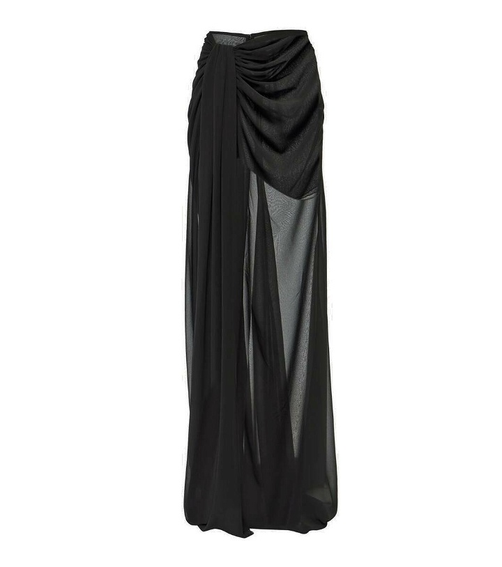 Photo: Mônot Asymmetric draped crêpe maxi skirt