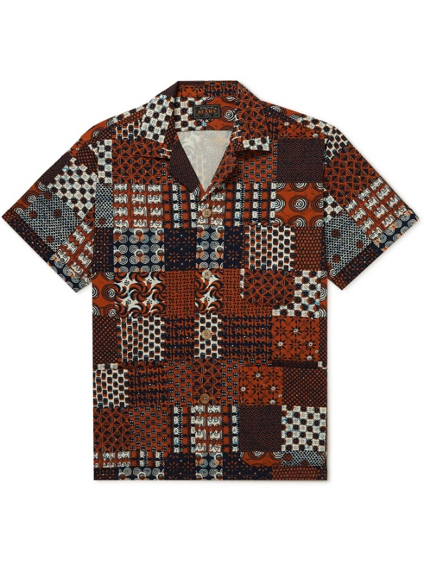 Photo: BEAMS PLUS - Printed Convertible-Collar Seersucker Shirt - Brown