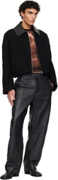 Jean Paul Gaultier Black Heavy Wool Bomber Jacket