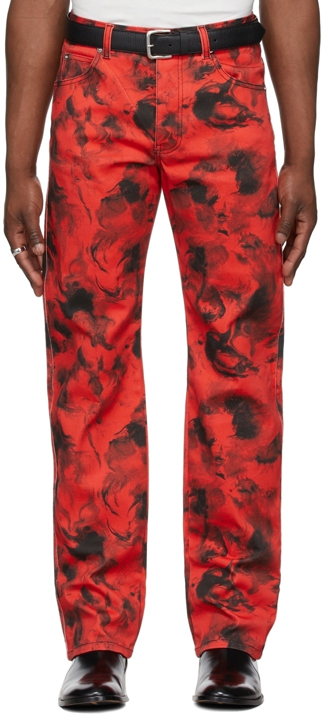Photo: LU'U DAN SSENSE Exclusive Red Rose Burst Jeans