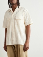 Monitaly - Milano Hakoba Broderie Anglaise Cotton Shirt - Neutrals