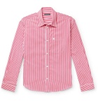 Balenciaga - Logo-Embroidered Striped Cotton-Poplin Shirt - Red
