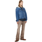 Palm Angels Blue Curved Logo Denim Jacket