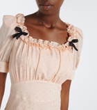 Alessandra Rich Bow-detail ruffled silk jacquard midi dress