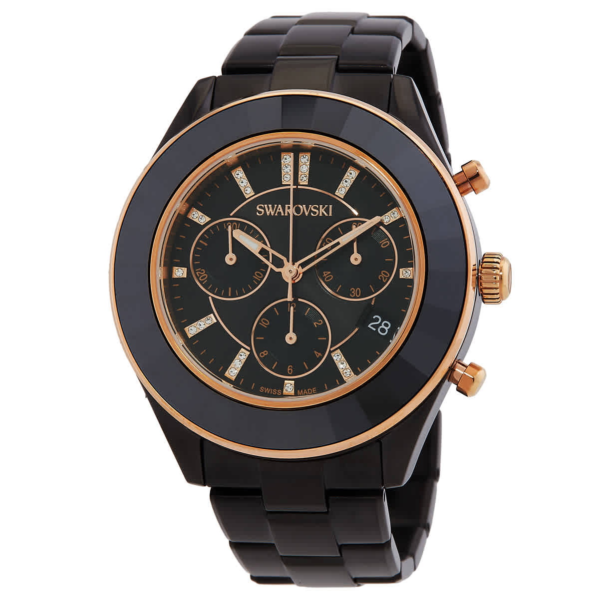 新作人気モデル Octea Swarovski Lux Black Crystal Quartz Chronograph Sport その他