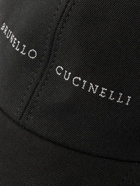 Brunello Cucinelli - Logo-Embroidered Leather-Trimmed Cotton-Gabardine Baseball Cap - Black
