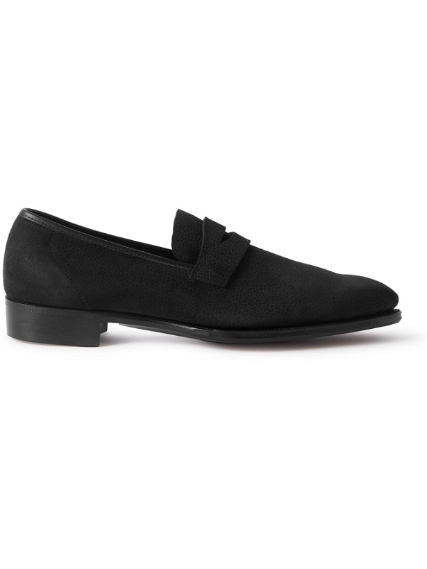 Photo: GEORGE CLEVERLEY - George Pebble-Grain Suede Penny Loafers - Black