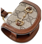 GUCCI - Horsebit 1955 Leather and Monogrammed Coated-Canvas Airpods Case with Lanyard - Brown