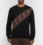 Fendi - Logo-Intarsia Wool Sweater - Men - Black
