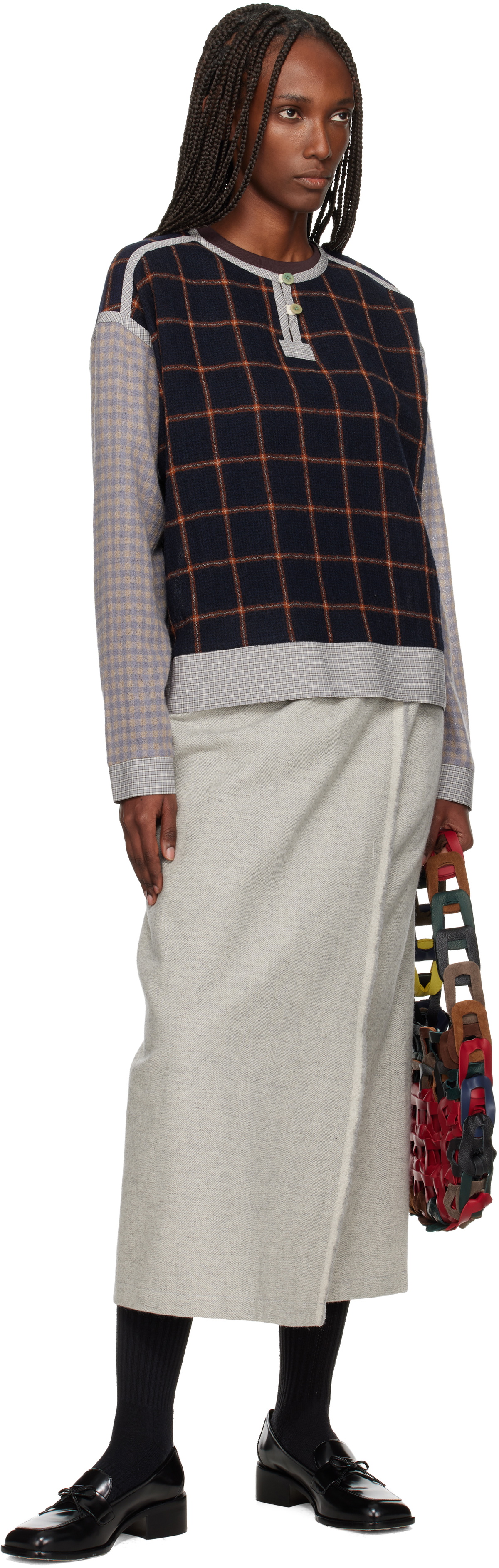 SC103 Gray Lucid Midi Skirt