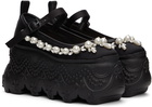 Simone Rocha Black Beaded Lace Turbo Tracker Platform Heels