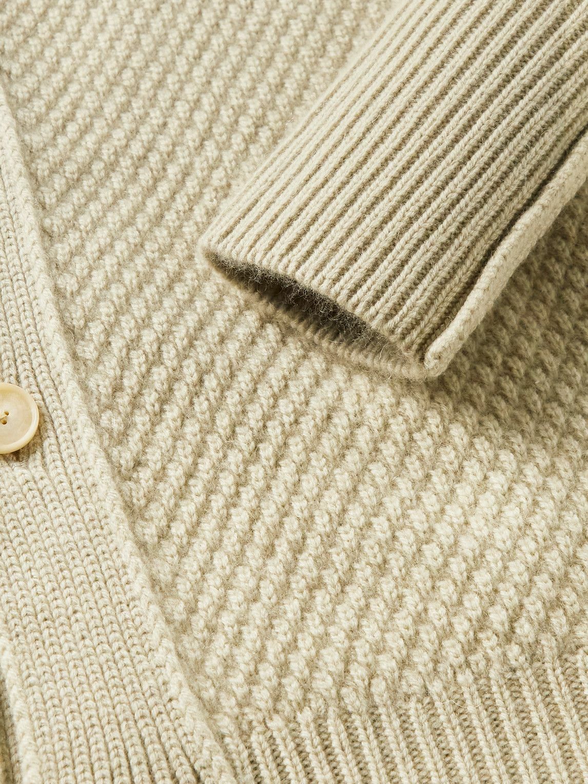 Auralee - Honeycomb-Knit Baby Cashmere Cardigan - Green