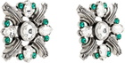 AREA Silver & Green Crystal Brooch Earrings