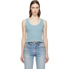 Amo Blue Rib Crop Tank Top