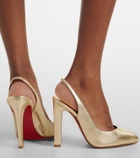 Christian Louboutin Fannylove metallic leather slingback pumps