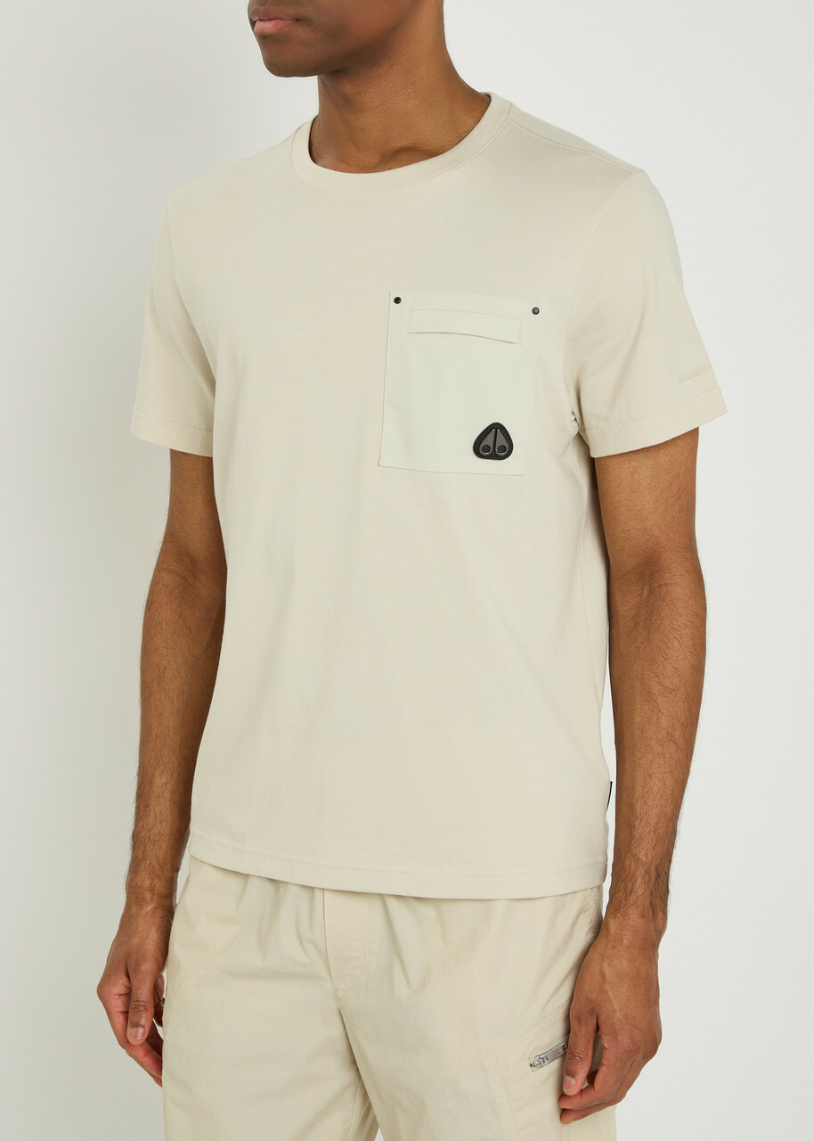 Moose Knuckles Dalon Logo Cotton T-shirt Cream