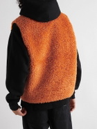 Stussy - Logo-Embroidered Shell-Panelled Faux Shearling Gilet - Orange