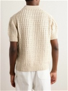 Loro Piana - Open-Knit Cotton Polo Shirt - Neutrals