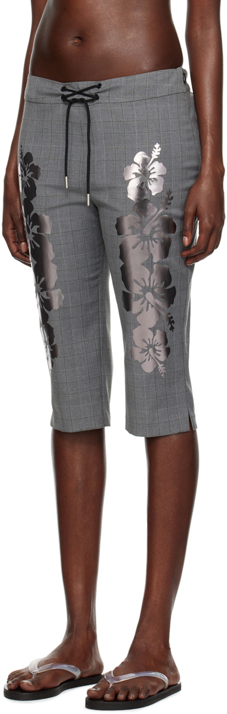 I'm Sorry by Petra Collins SSENSE Exclusive Gray Mimi Wade Edition Prince Wales Printed Shorts