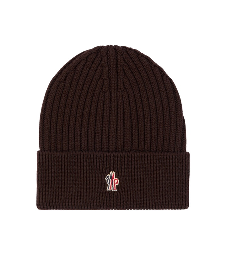 Photo: Moncler Grenoble Logo ribbed-knit virgin wool beanie