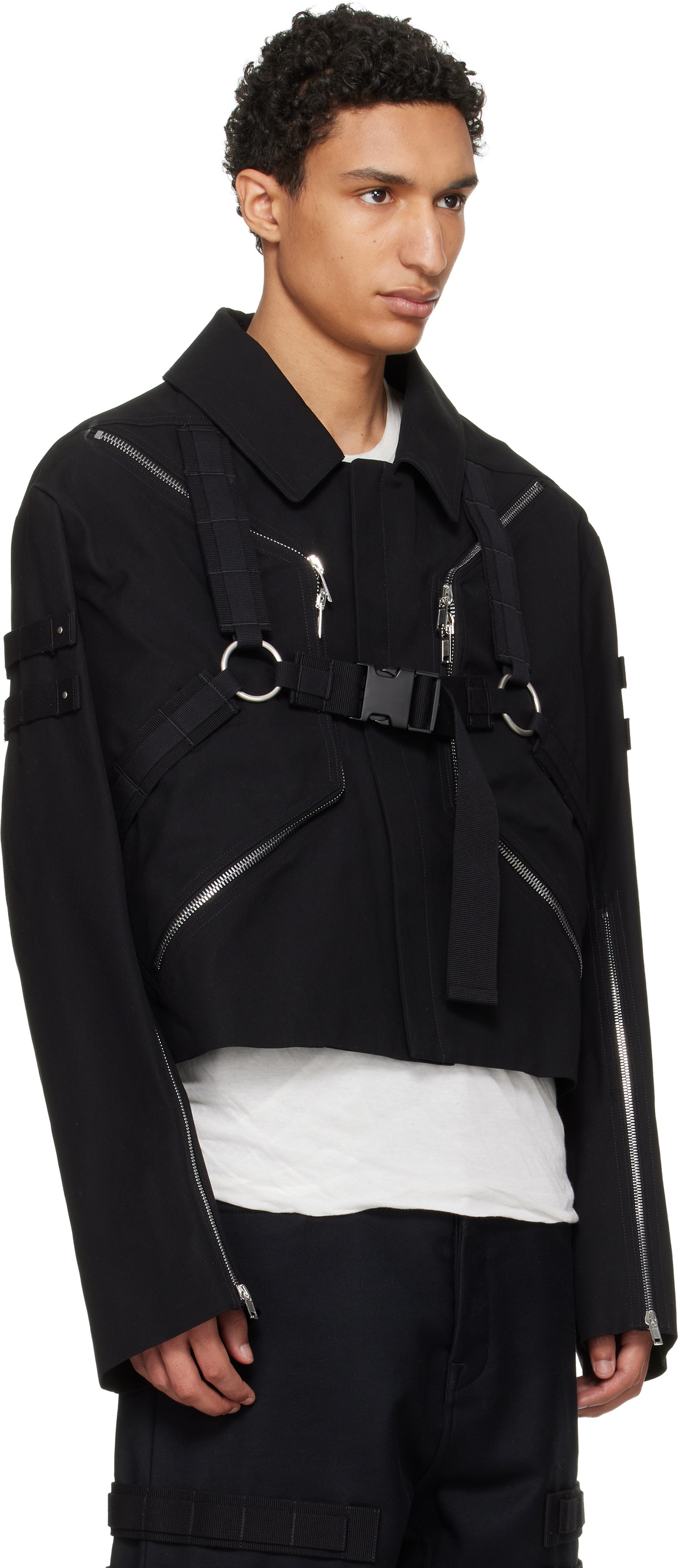 Rick Owens Black Temple Blixa Cropped Cargo Mac Jacket