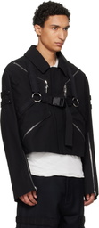 Rick Owens Black Temple Blixa Cropped Cargo Mac Jacket