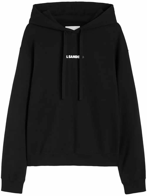 Photo: Jil Sander Black Cotton Logo-Print Hoodie