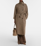 Brunello Cucinelli Belted herringbone wool-blend coat