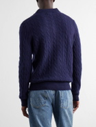 Polo Ralph Lauren - Cable-Knit Wool and Cashmere-Blend Polo Sweater - Blue