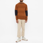 John Smedley Men's Colour Block Textured Crew Knit in Ginger/Midnight