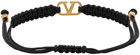 Valentino Garavani Black Braided VLogo Signature Bracelet