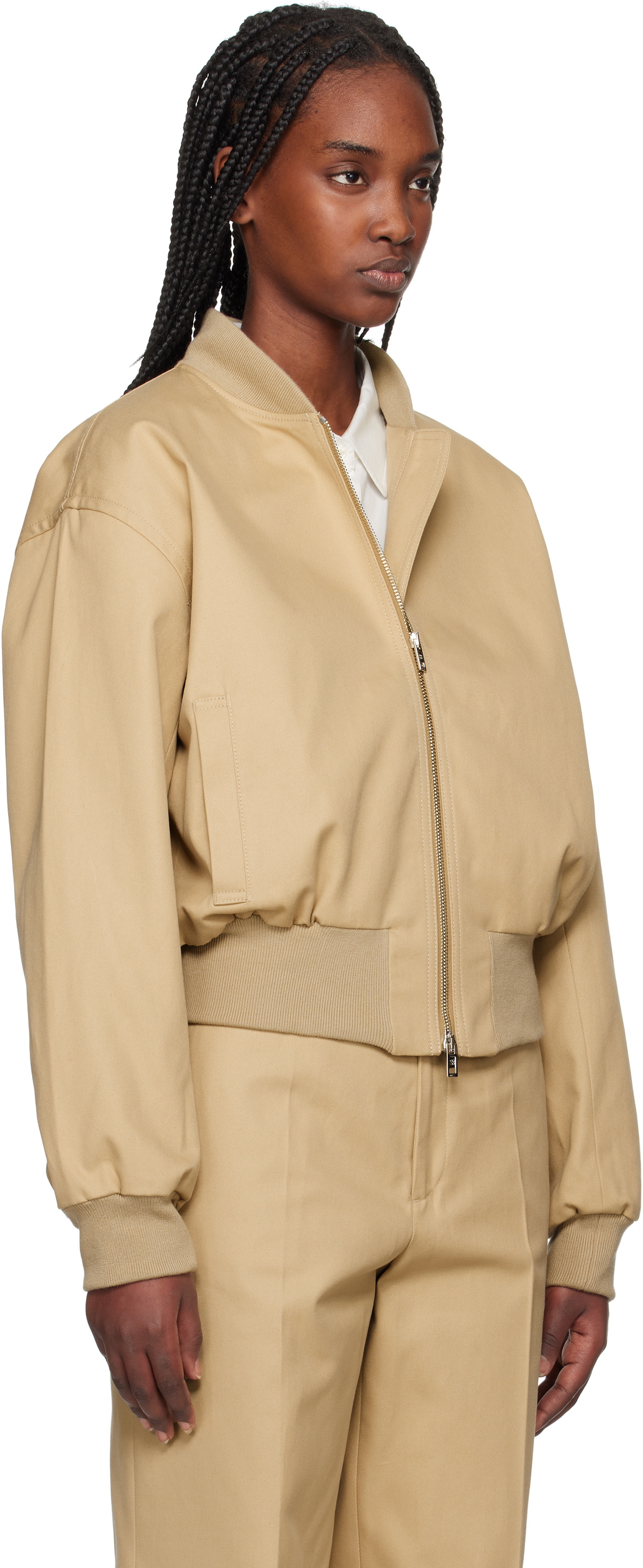 Filippa K Beige Cotton Blouson Bomber Jacket