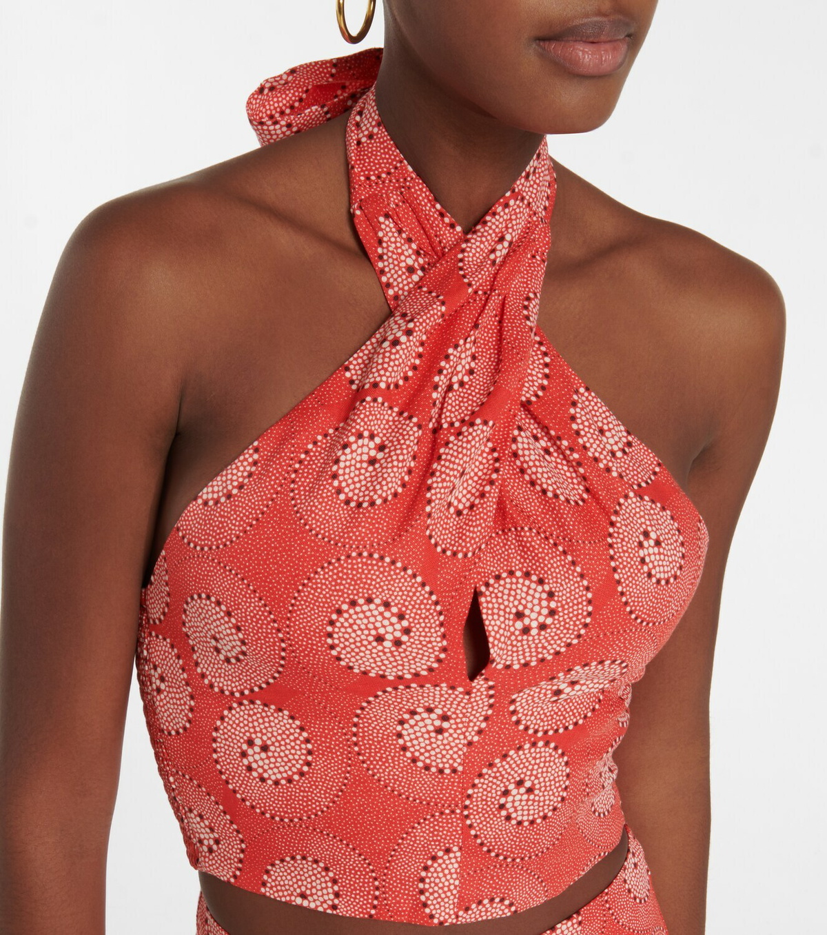 Staud - Kai printed halterneck crop top